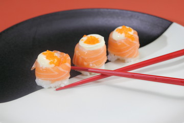 Japanese  cuisine sushi set with salmon