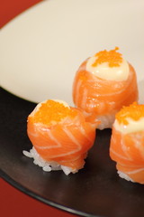 Japanese  cuisine sushi set with salmon