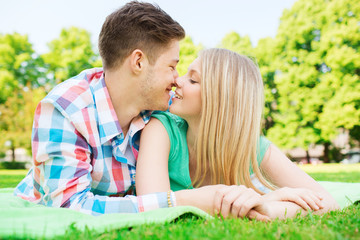 smiling couple in park