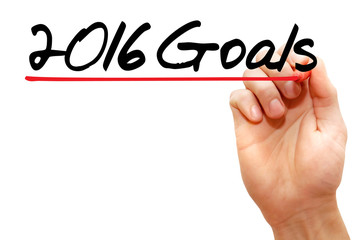Hand writing 2016 Goals with marker, business concept