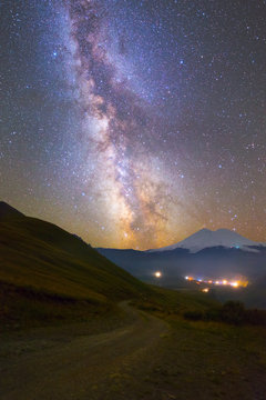 Milky Way over mountain road