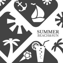 Abstract summer vector menu illustration. Beach and sun concept