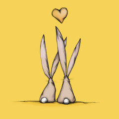 Zwei Hasen mit Frühlingsgefühlen © Annika Gandelheid