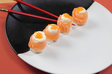 Japanese  cuisine sushi set with salmon