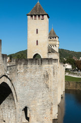 Fototapeta na wymiar Valentre bridge in Cahors, France