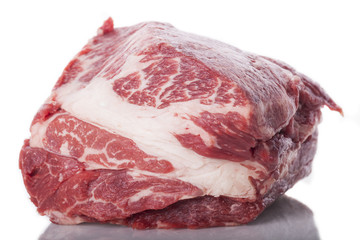 Fresh Slice of Beef Meat on White Background