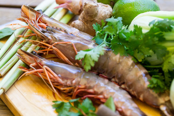 Ingredients for Thai tom yam soup