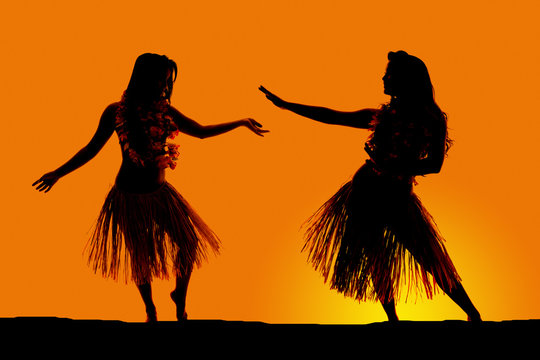 Fototapeta sylwetka taniec spódnic kobiety hawajskie taniec