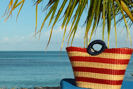 lovely beach bag on sun lounge