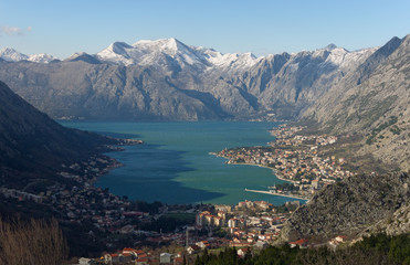 Fototapeta premium View of Kotor city and Bay of Kotor. Montenegro