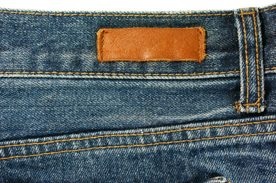 Jeans with leather label texture