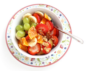 Breakfast with fresh fruit salad