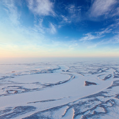 Short winter day in tundra