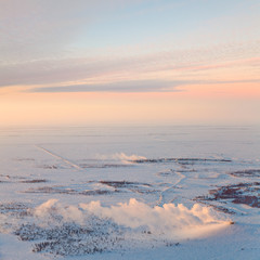 Oil field in West Siberia, top view