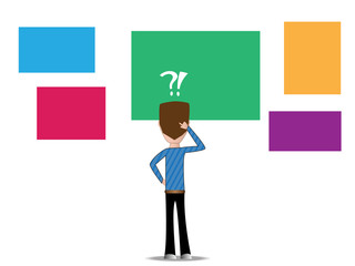 Guy character with color squares