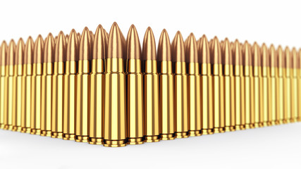Bullets on white background , Ammunition