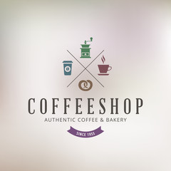 Logo Coffee shop Retro Vintage Label design vector template