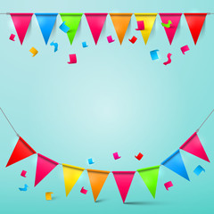 Obraz premium Bunting Confetti and Flags with Ribbons