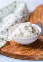 Fresh cream cheese spread with herbs