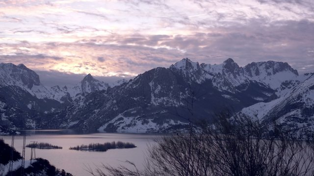 Mountains in the water reservoir