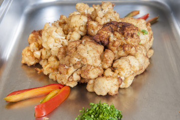 Fried cauliflower at a buffet