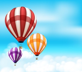 Realistic Colorful Hot Air Balloons Background Flying