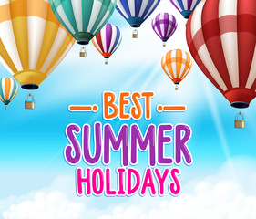 Obraz premium Realistic Colorful Hot Air Balloons Background Flying