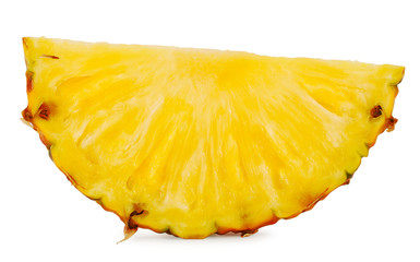 Slice of bright yellow ripe pineapple