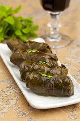 cabbage rolls in grape leaves