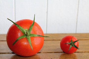 Two different sized tomatoes