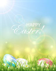 Easter background with colorful eggs
