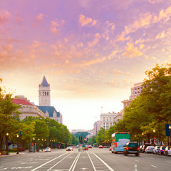 Fototapeta na wymiar Pennsylvania Avenue sunset in Washington DC