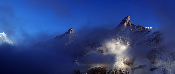 The high mountains of the Himalayan mountain range