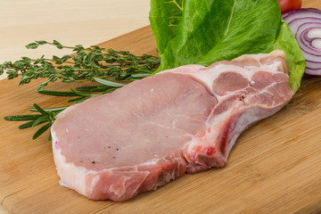 Raw pork steak