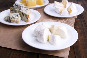 Plates of various types of cheese