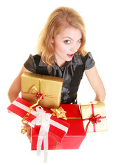 holidays love happiness concept - girl with gift boxes