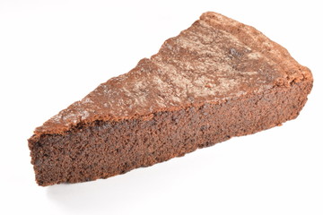  Sweet and tasty chocolate cake on a white background.