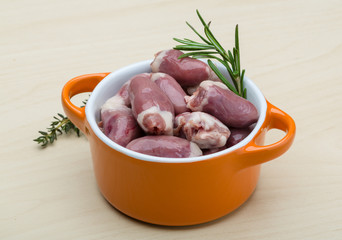 Raw chicken hearts