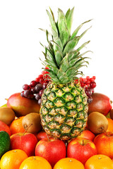 Assortment of exotic fruits isolated on white