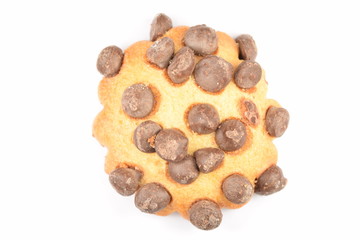 Cookies with chocolate chips isolated on white.
