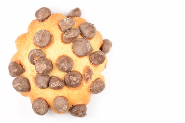 Cookies with chocolate chips isolated on white.