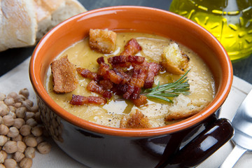 chickpeas soup on bowl