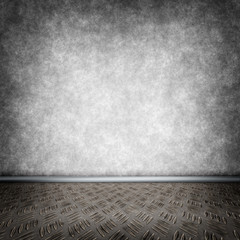Dark room with metal floor