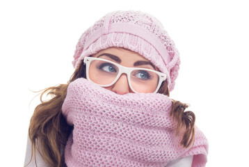 Freezing young woman
