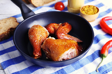 Smoked chicken with vegetables and mustard
