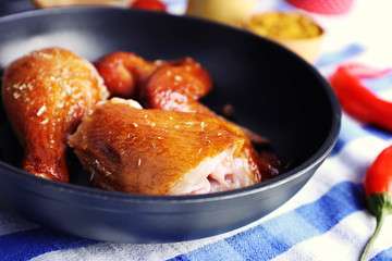 Smoked chicken with vegetables and mustard