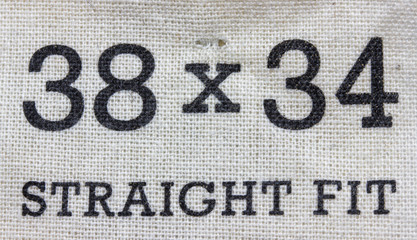 Size label for jeans pants