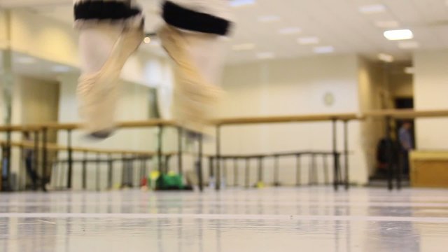 ballet dancers exercise, jump feet