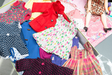 several doll clothes