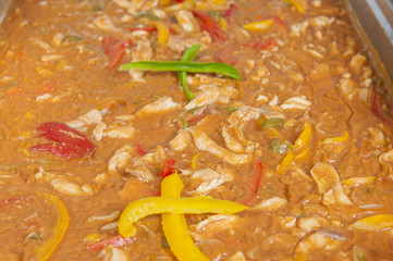 Chicken casserole at a restaurant buffet